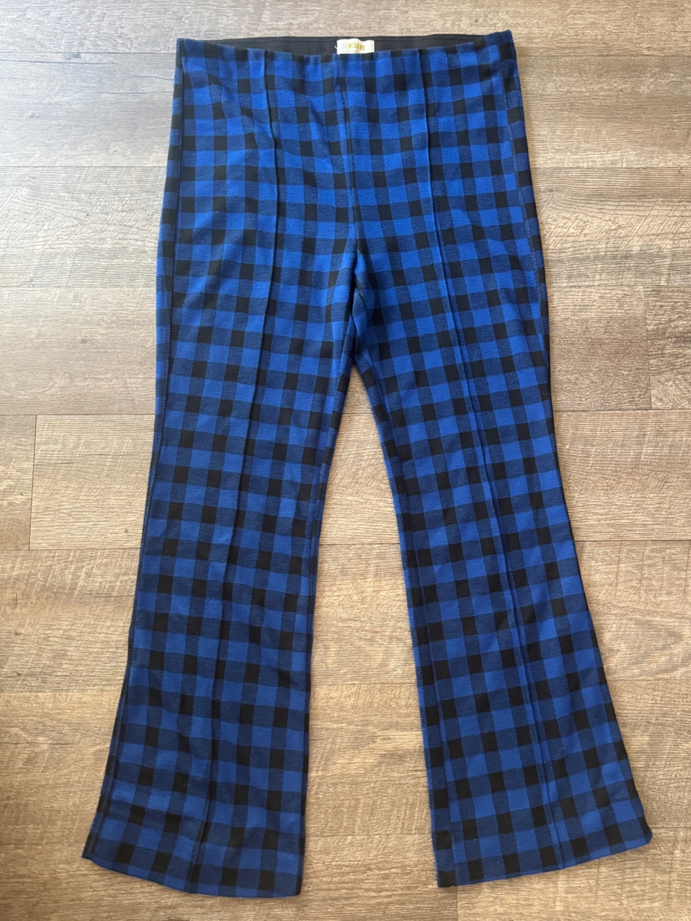 Maeve by Anthropologie Blue and Black Gingham Buffalo Plaid Pants